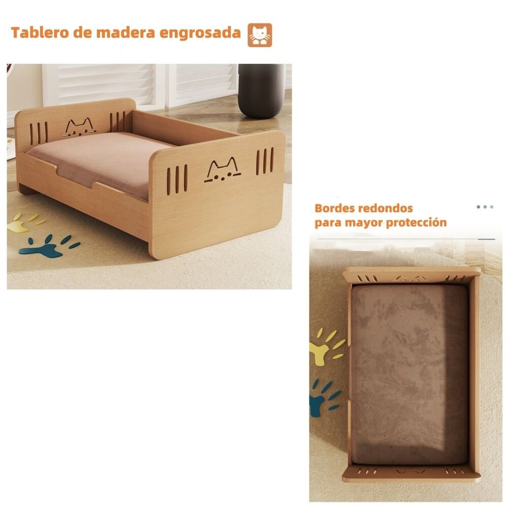 Cama Para Mascotas Madera Con Colch&oacute;n 50x70cm By Lubabycas image number 7.0