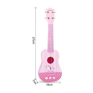 Guitarra 57cm Para Ni&ntilde;os Cuerdas Silicona Rosado Infantil