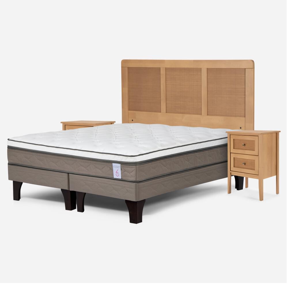 Cama Europea Rosen New Style 6 / 2 Plazas / Base Dividida + Set De Maderas Charles image number 1.0