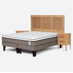 Cama Europea Rosen New Style 6 / 2 Plazas / Base Dividida + Set De Maderas Charles