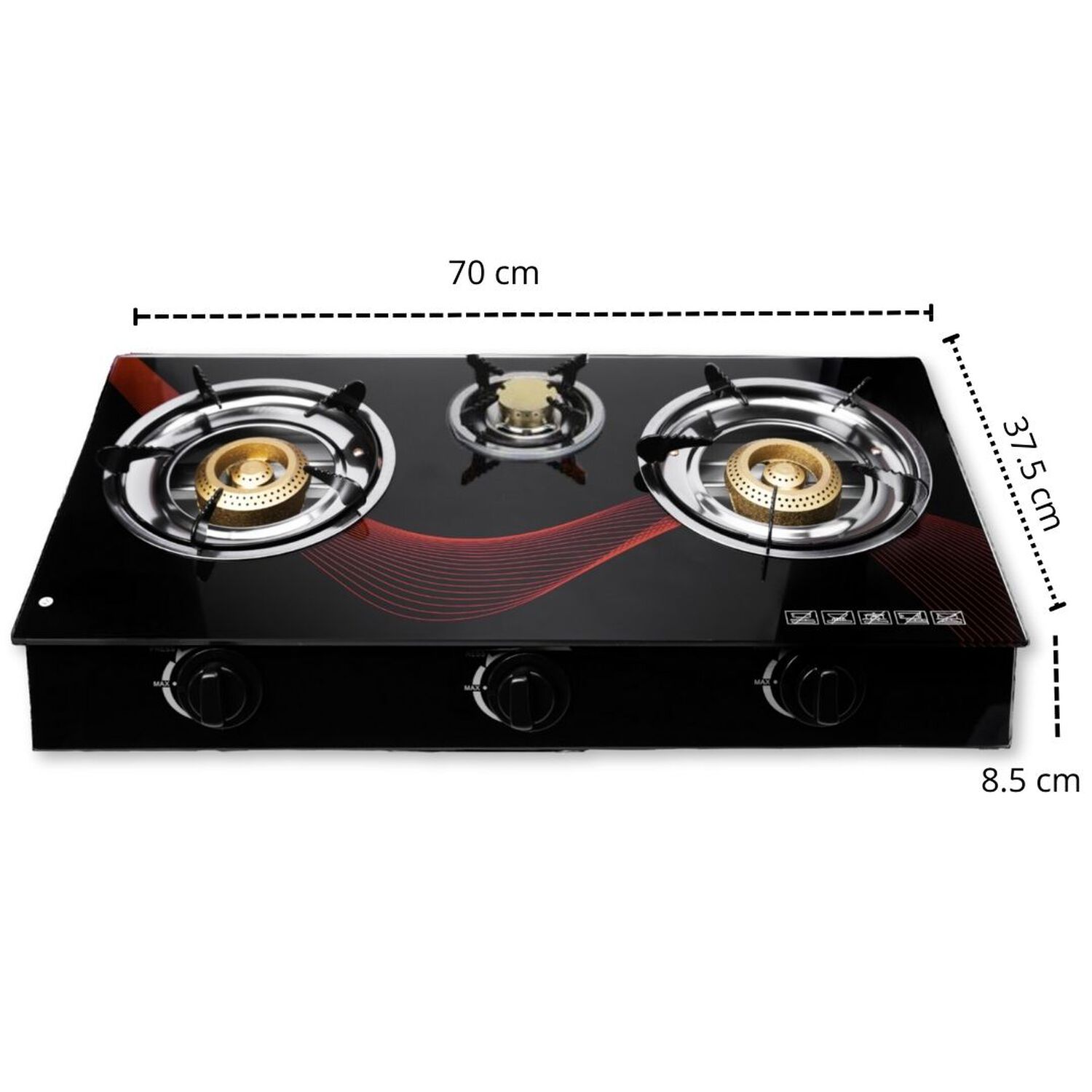 Cocina Encimera Gas Licuado Vidrio Templado 3 Platos Port&aacute;til image number 1.0