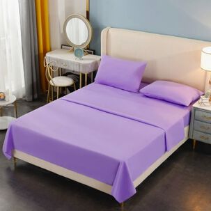 Juego De S&aacute;bana 2 Plazas 4 Piezas Morada