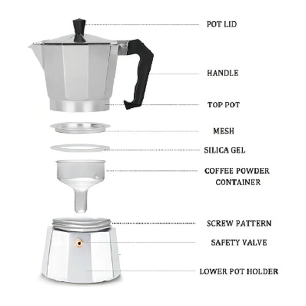 Cafetera Italiana Para 3 Tazas Aluminio image number 1.0