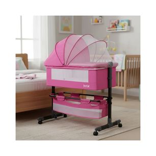 Cuna Colecho Cozy Con Colch&oacute;n Mosquitero Y Canasto Rosa Huvi