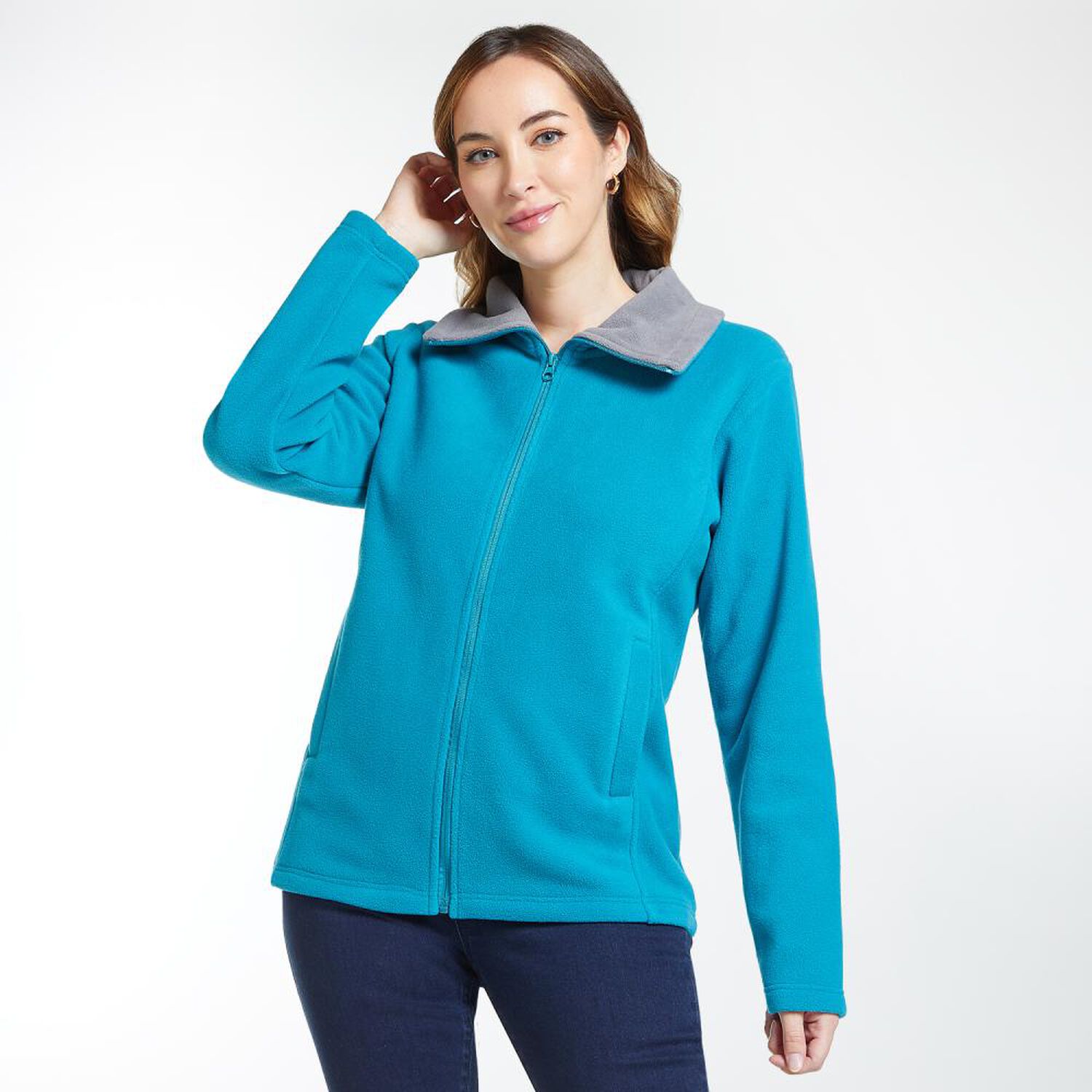 Poler&oacute;n Polar Liso Regular Cuello Alto Zipper Mujer Geeps image number 0.0