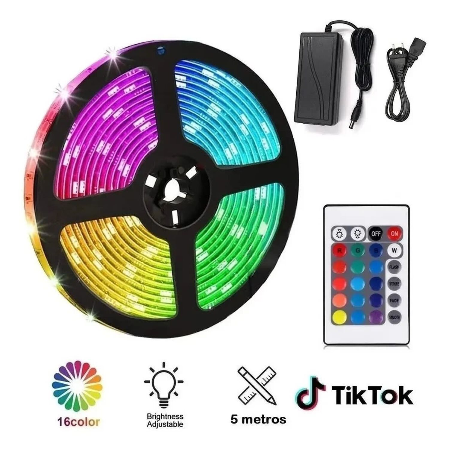 Kit Tira De Luces Led Full Rgb High Power 5 Metro + Control image number 6.0
