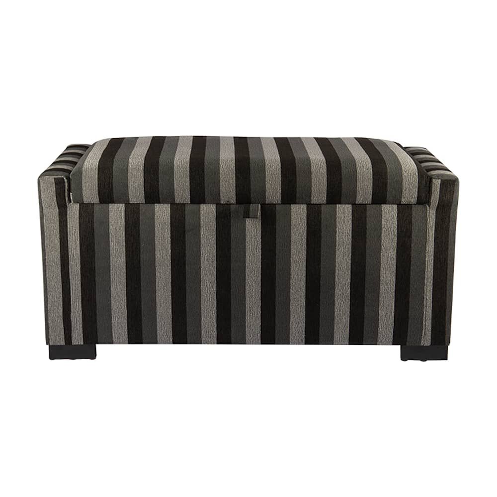 Banqueta Con Ba&uacute;l Leyzy Rayas Negras 40x55x105 Cm M&aacute;xima Design image number 0.0