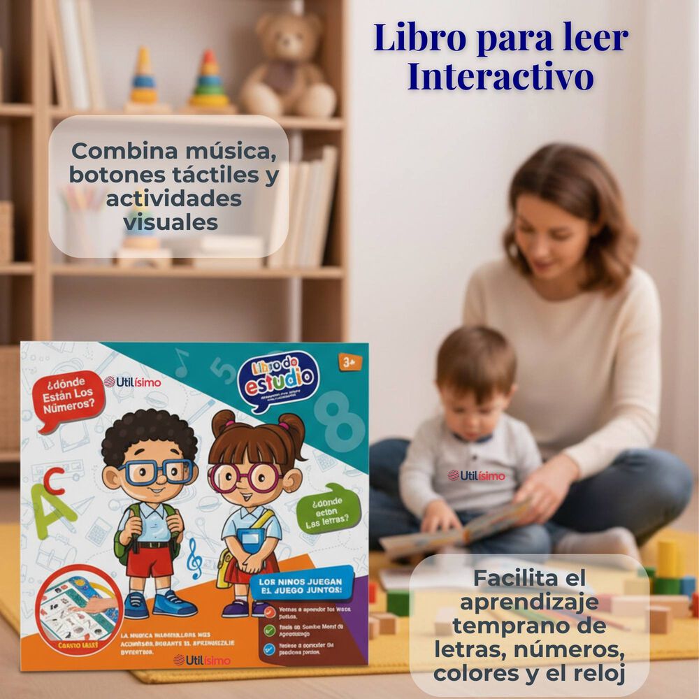 Libro Did&aacute;ctico Interactivo Aprendizaje Biling&uuml;e Juguete Para Ni&ntilde;os image number 2.0