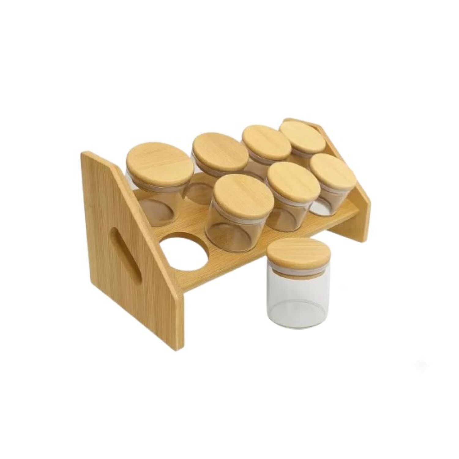 Set 8 Frascos Condimenteros Rack Estante Bamb&uacute; Cocina image number 3.0