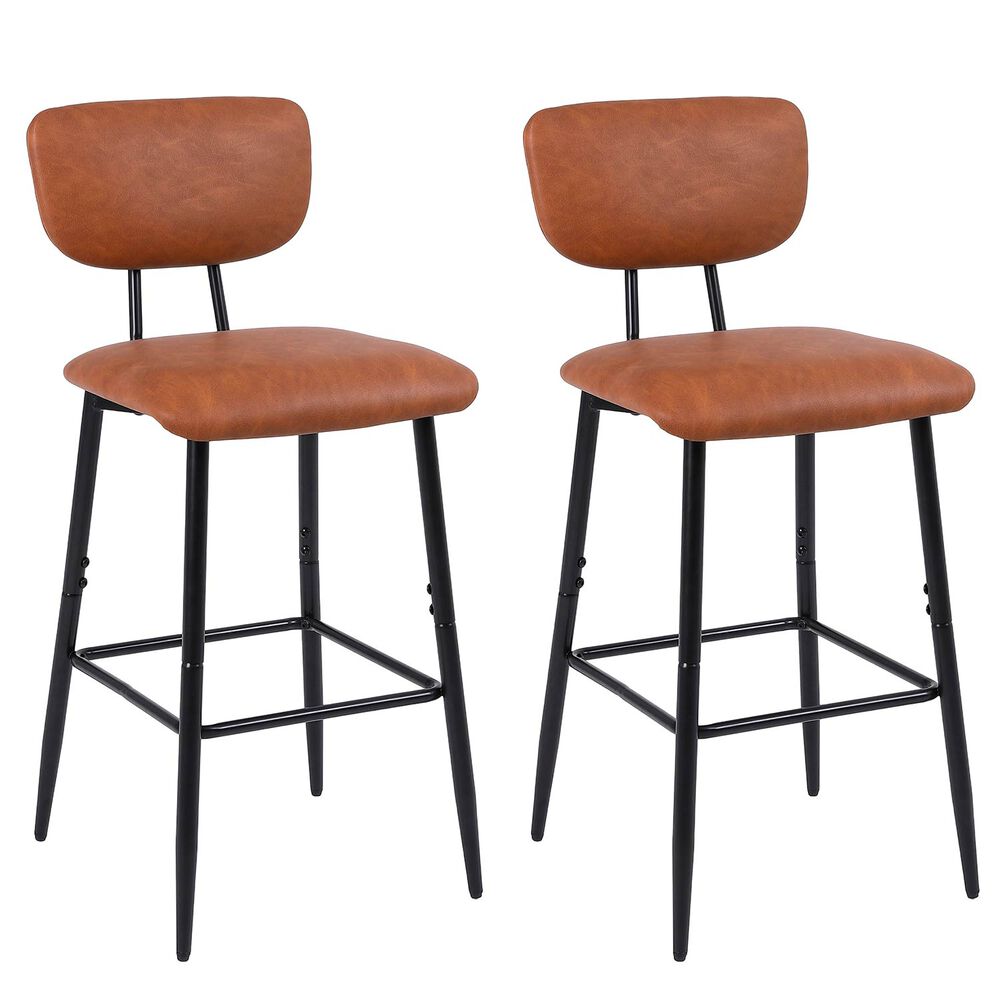 Pack 2 Pisos De Bar O Cocina Mid-century Con Respaldo Marr&oacute;n image number 0.0