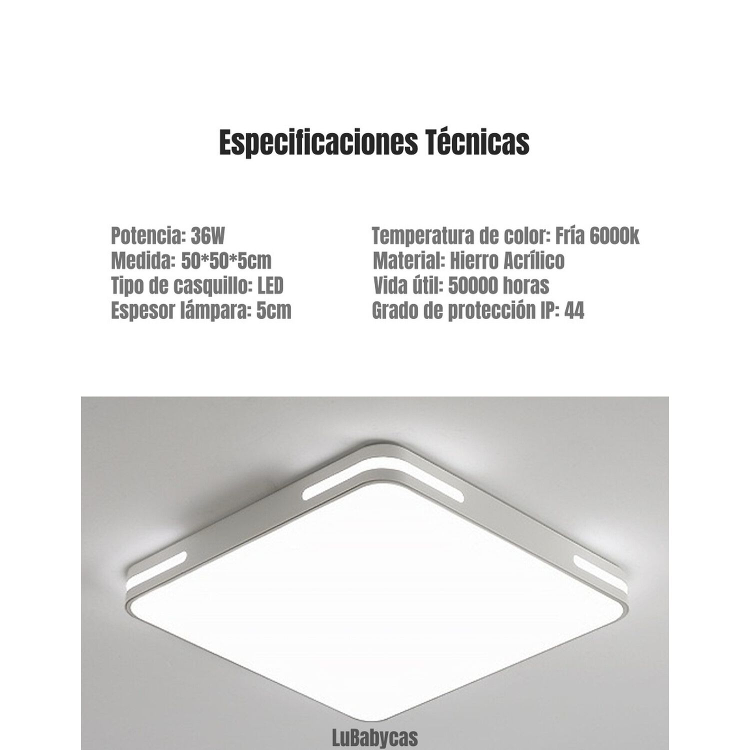 L&aacute;mpara De Techo Led 50x50cm 36w By Lubabycas image number 6.0
