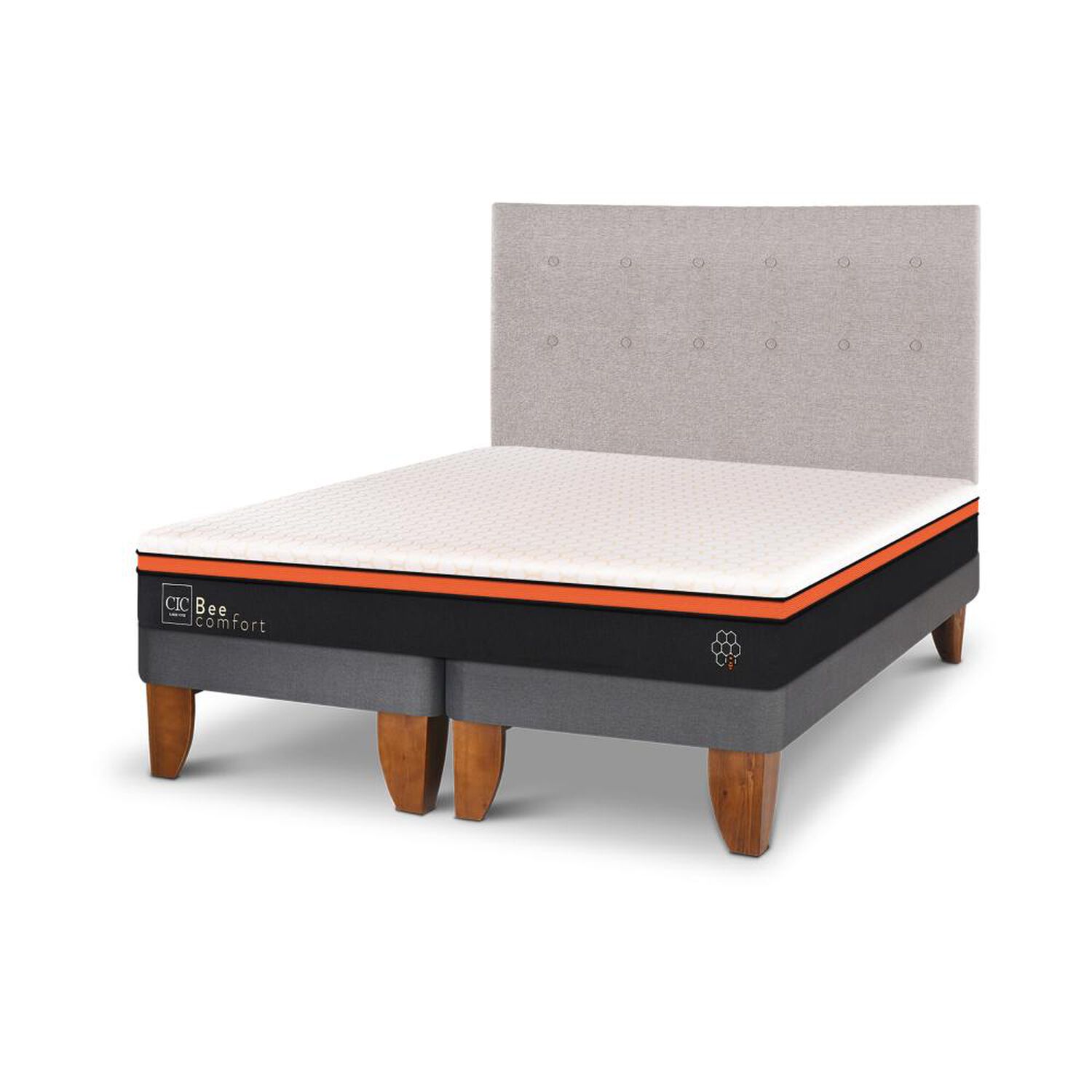 Cama Europea Cic Bee Comfort / 2 Plazas / Base Dividida + Respaldo image number 1.0