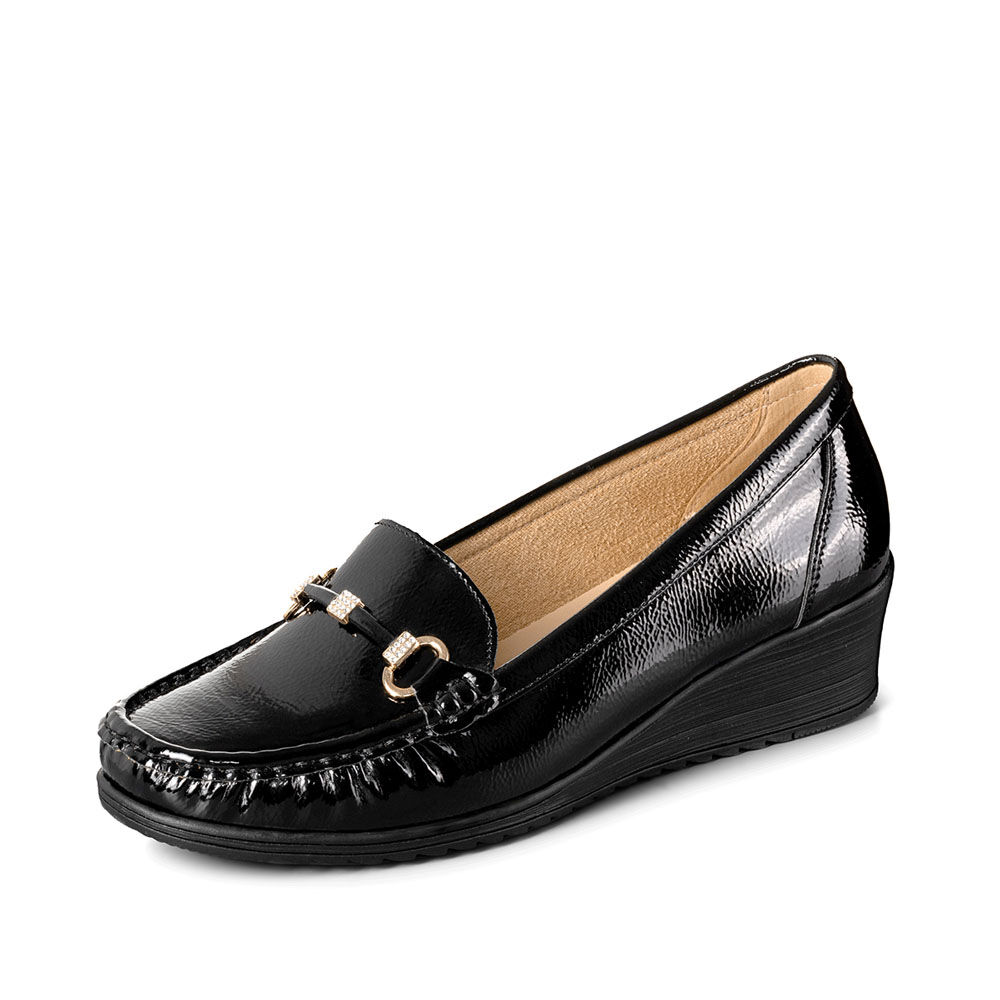 Mocasin Casual Mujer Vintage Cuña Charol Metalica Weide Js73 image number 4.0