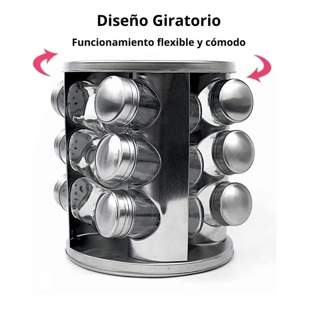 Especiero Giratorio Acero Inoxidable Elegante Y Duradero image number 1.0