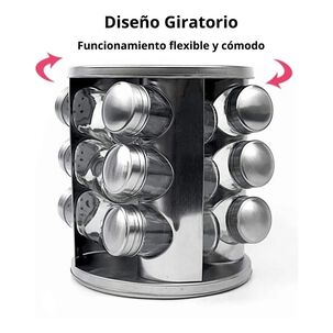 Especiero Giratorio Acero Inoxidable Elegante Y Duradero
