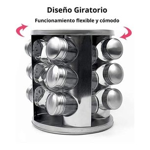 Especiero Giratorio Acero Inoxidable Elegante Y Duradero