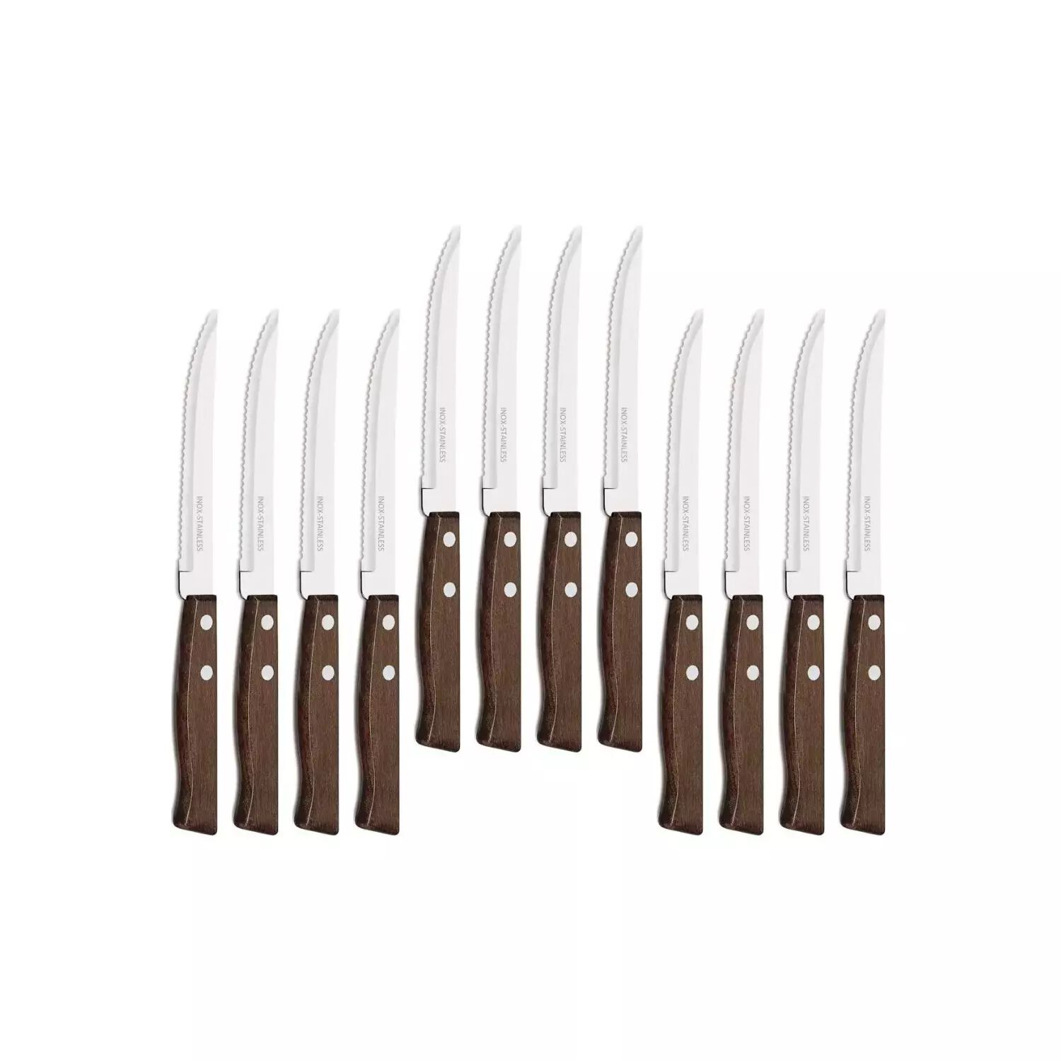 Pack 12 Cuchillos Acero Cubiertos Madera Asado image number 1.0