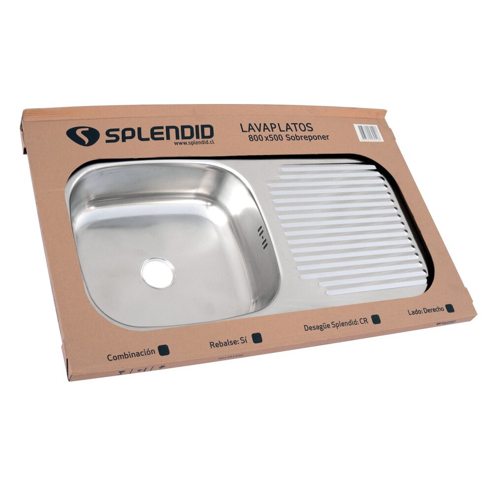 Lavaplatos 800x500 Con Rebalse Sobreponer Comb. Derecho image number 3.0