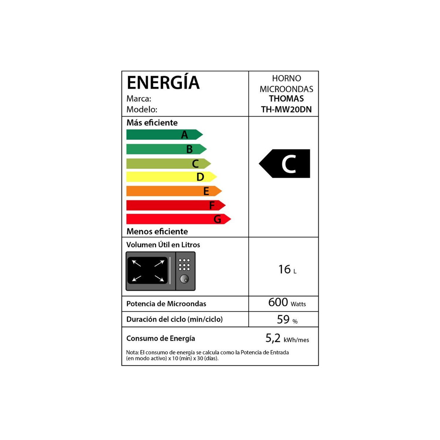 Microondas Digital Thomas Thmw20dn Heattouch 20 Litros 700w Microondas De Mesa Pantalla Touch 10 Niveles De Potencia Programas Autom&aacute;ticos Descongelad image number 7.0