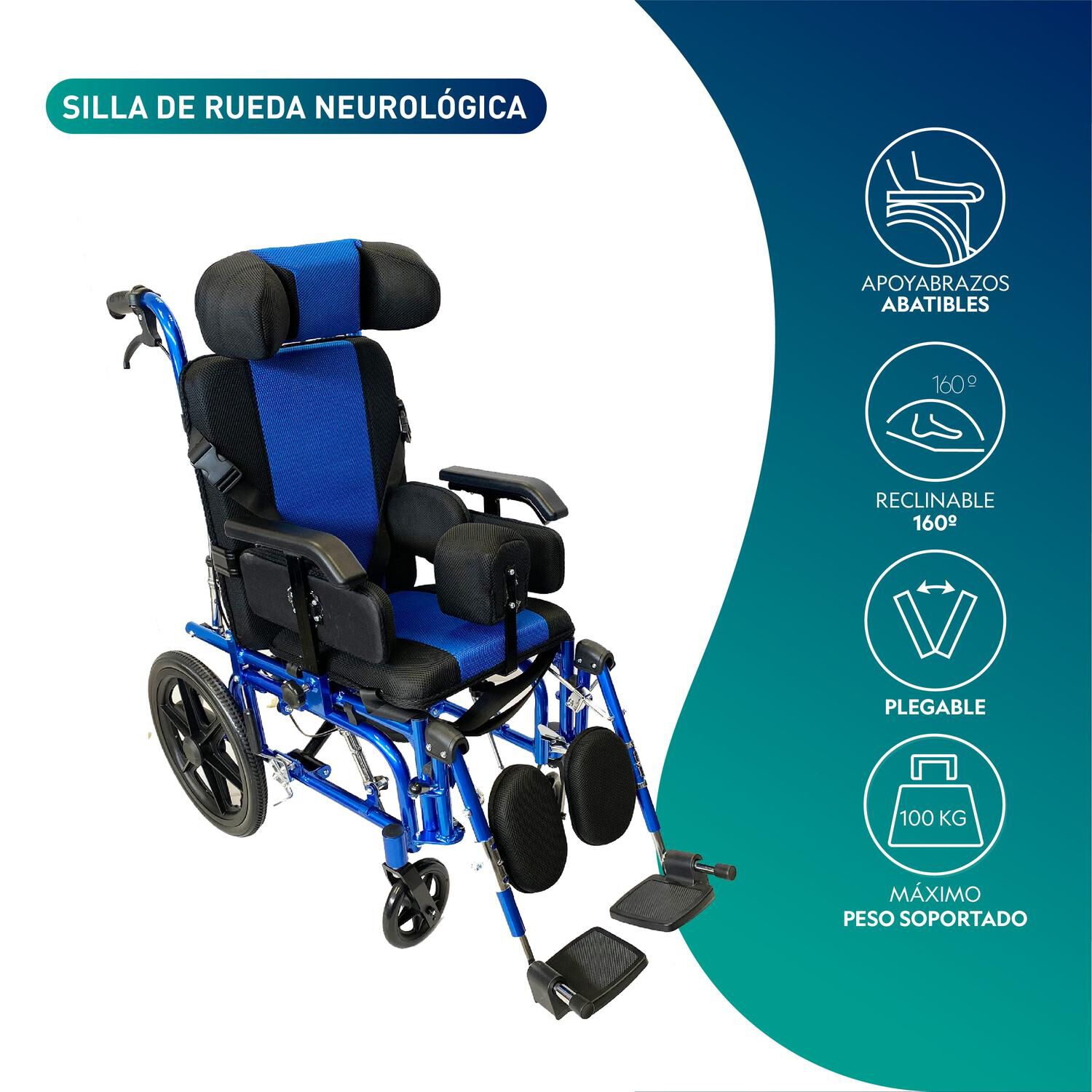 Silla De Ruedas Neurol&oacute;gica Pedi&aacute;trica Ni&ntilde;os image number 2.0