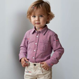 Camisa Huaso Cuadrillé Cuadro Manga Larga 100% Algodón Rojo Negro Casual