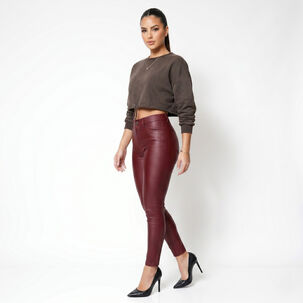 Pantalon Ecocuero Pu Tiro Alto Mujer