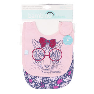 Set 2 Babero Algodón Impermeable Azul Tigresa Niña