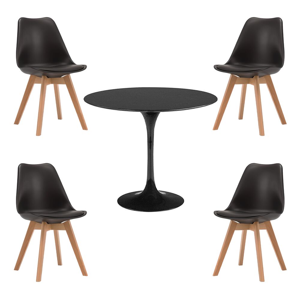 Comedor Tulip Negro 80cm - 4 Sillas Tulip Negras image number 0.0