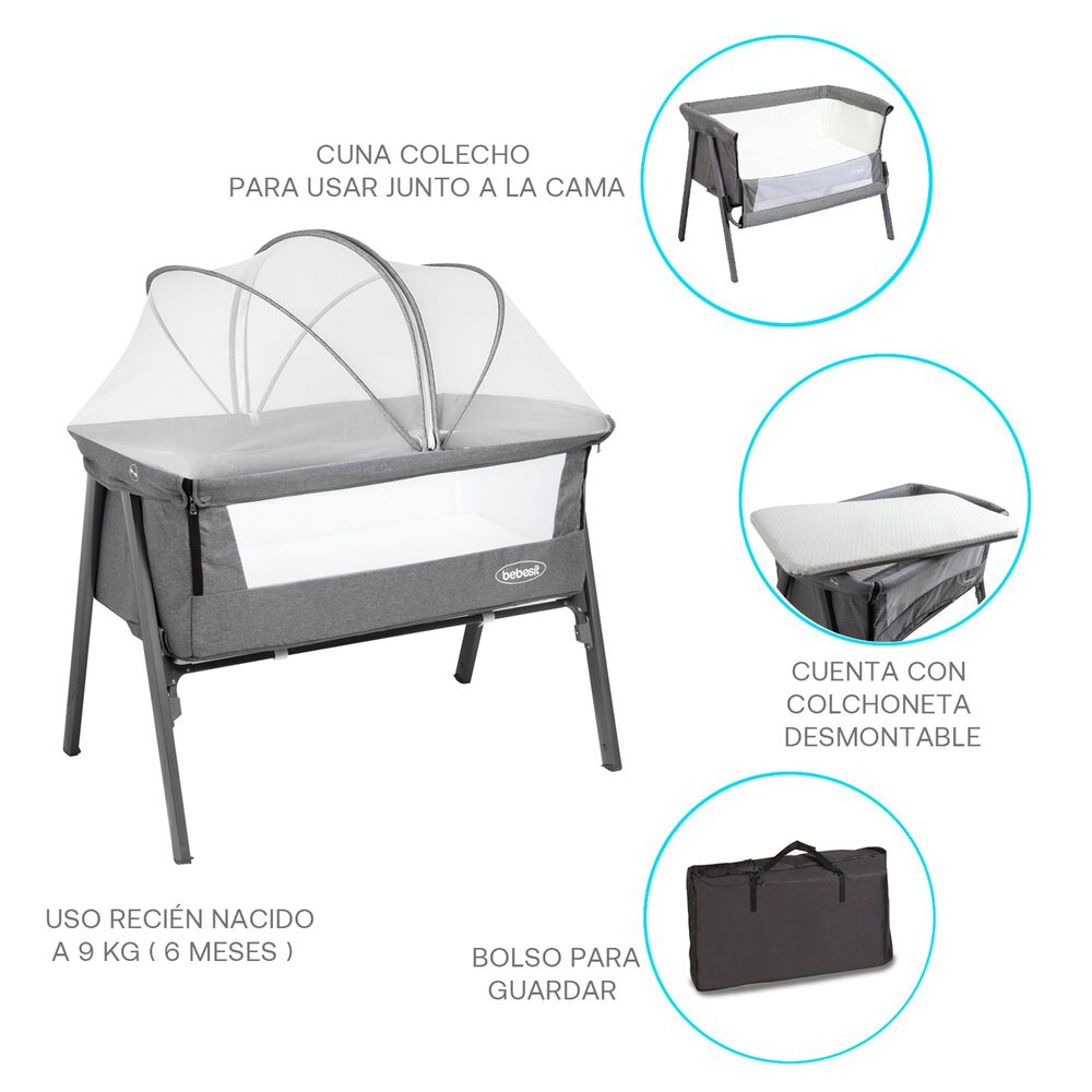 Cuna Colecho Easy Lx Con Mosquitero Gris image number 4.0