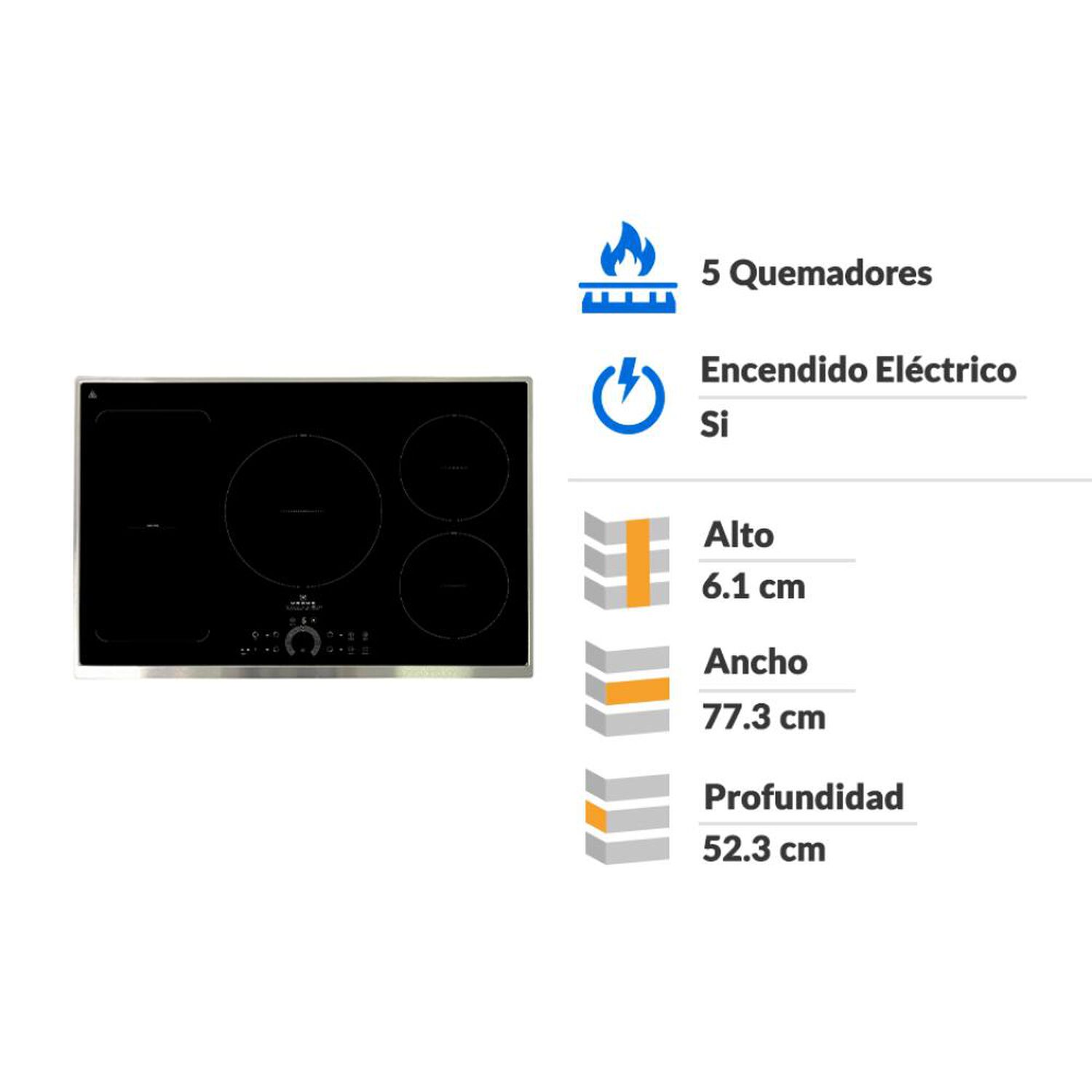 Encimera Vitrocer&aacute;mica Ursus Trotter Induccion UT-ICT 5P Inox / 5 Quemadores&nbsp; image number 1.0