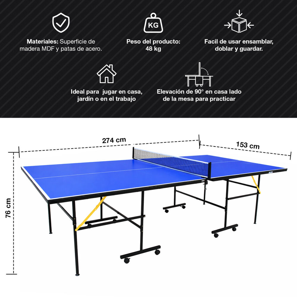 Mesa De Ping Pong Plegable Avanzada Azul image number 2.0