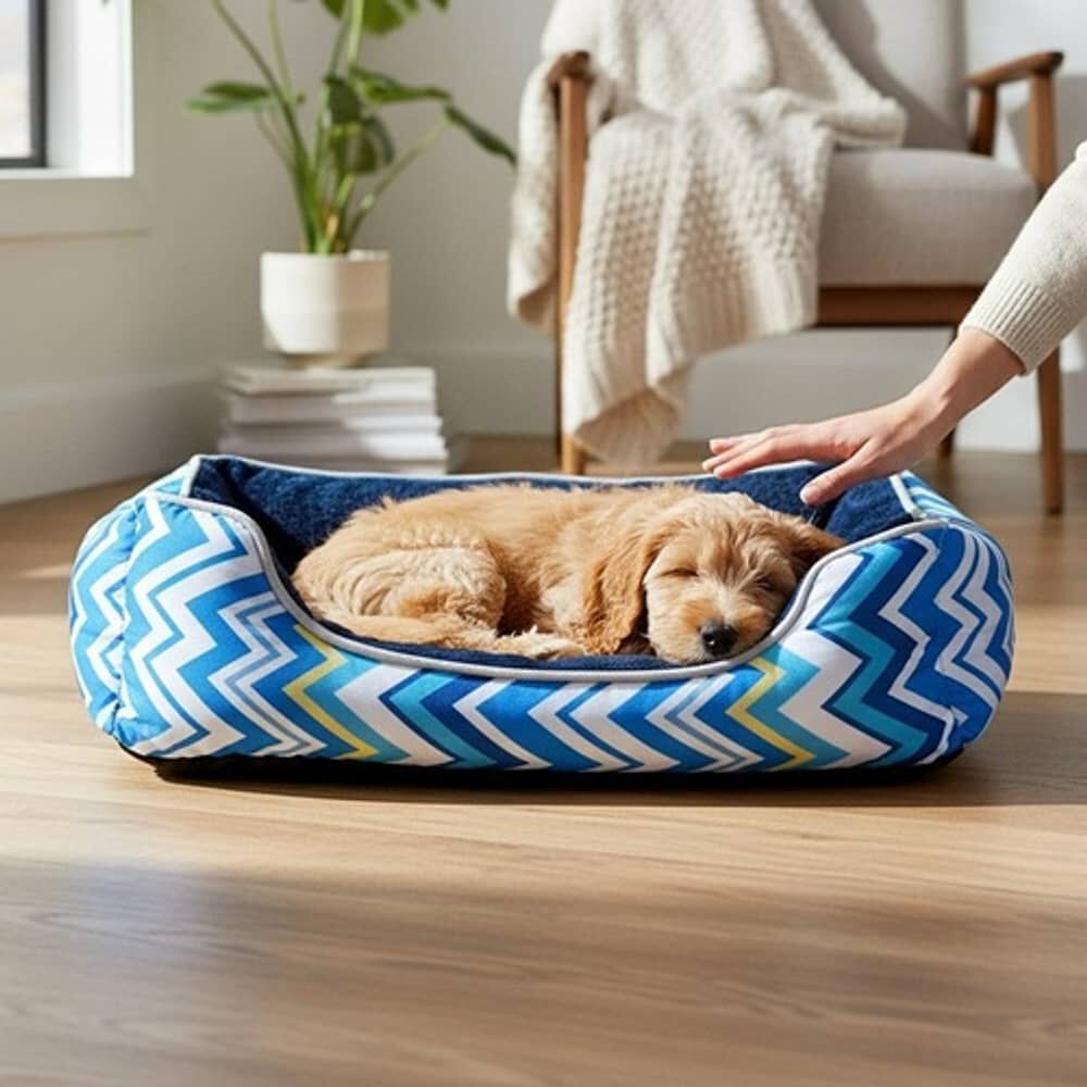 Cama Para Mascotas Espuma - Talla M (tricolor Azul) image number 0.0