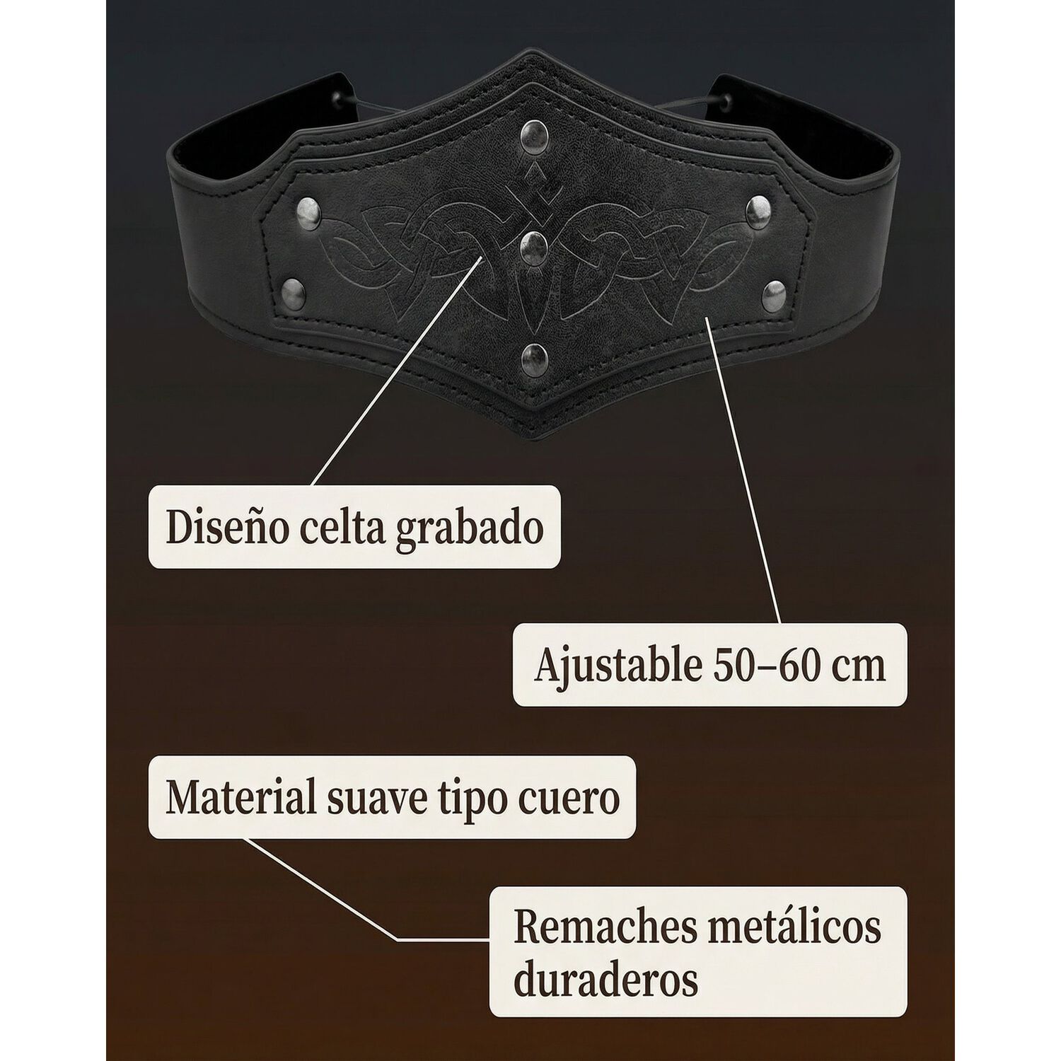 Tiara Vikinga Medieval Celtas En Relieve Ajustable image number 10.0