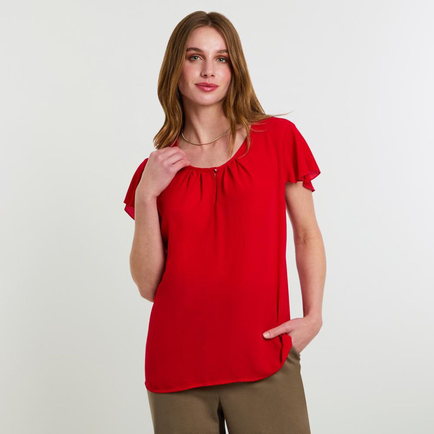 Blusa Manga Corta Cuello Redondo Mujer Lesage image number 0.0
