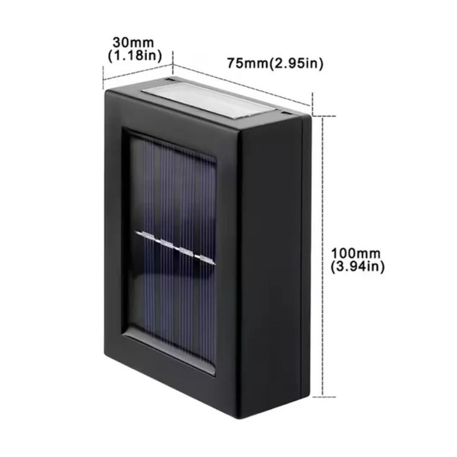 Pack 2 Aplique Led Solar Pared Exterior Escaleras Jard&iacute;n Negro Luz Fr&iacute;a image number 4.0