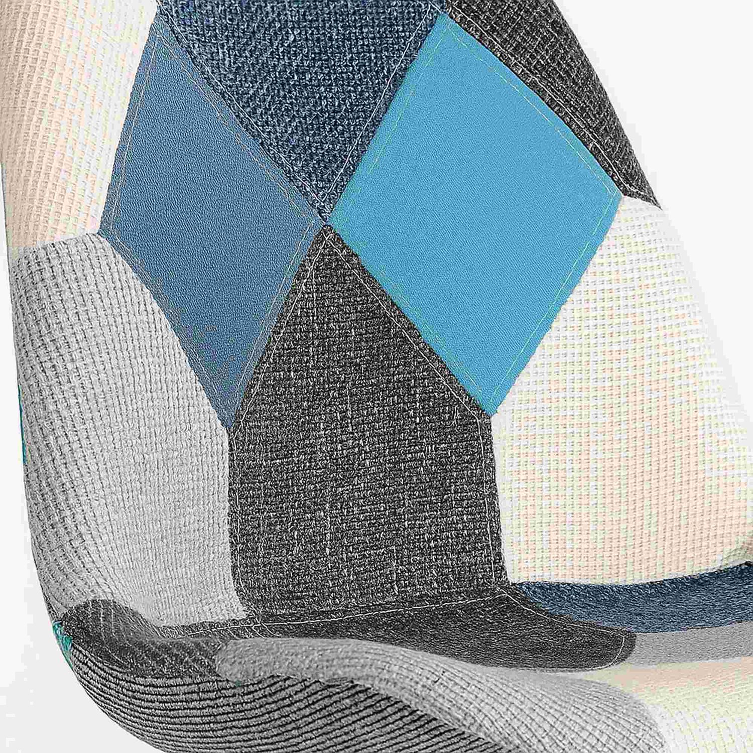Pack De 4 Sillas Eames Patchwork Acolchada Tela Wood - Celeste image number 5.0