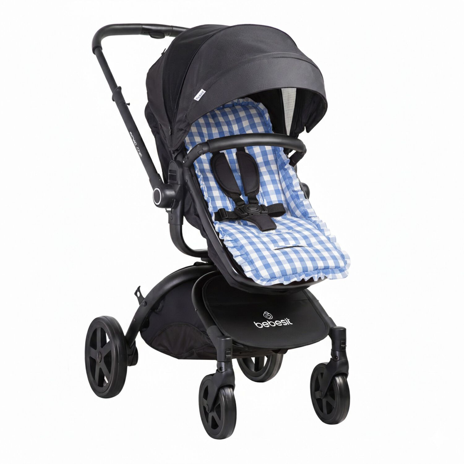 Coj&iacute;n Universal Coche Paseo Dise&ntilde;o Cuadros Celeste 40 X80 Cm image number 1.0