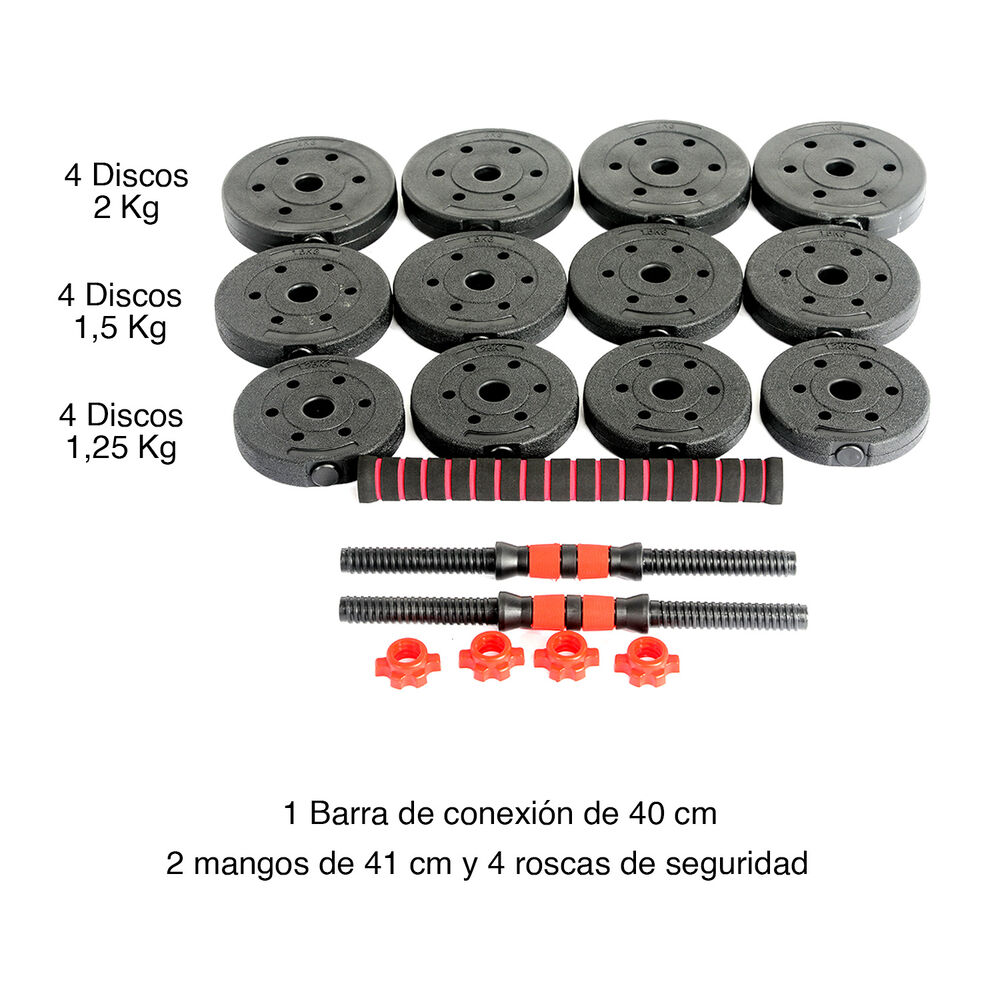 Set De Mancuernas Y Barra 20 Kg 2 En 1 Negro image number 2.0