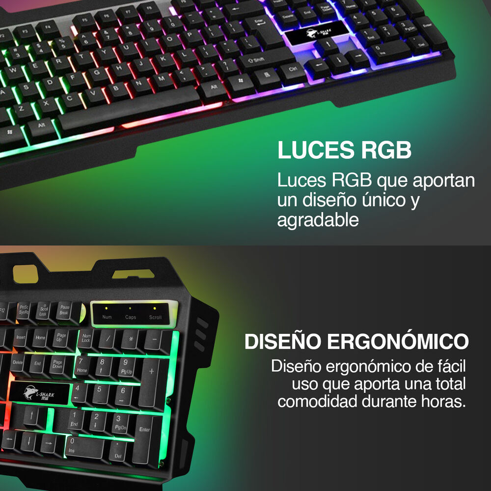 Pack Teclado Metal Rgb + Mouse 1600 Dpi Gamer Negro image number 4.0