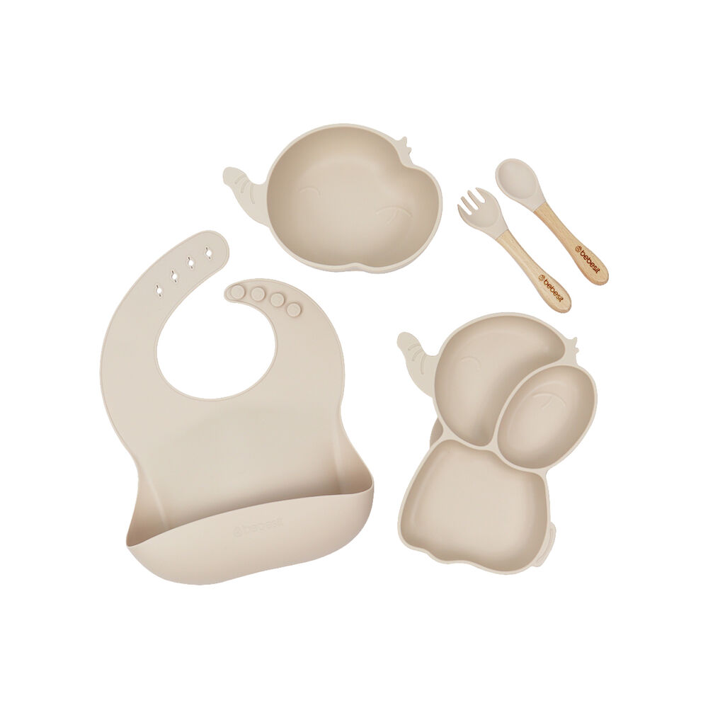 Set Alimentacion Elefante Silicona Beige image number 0.0