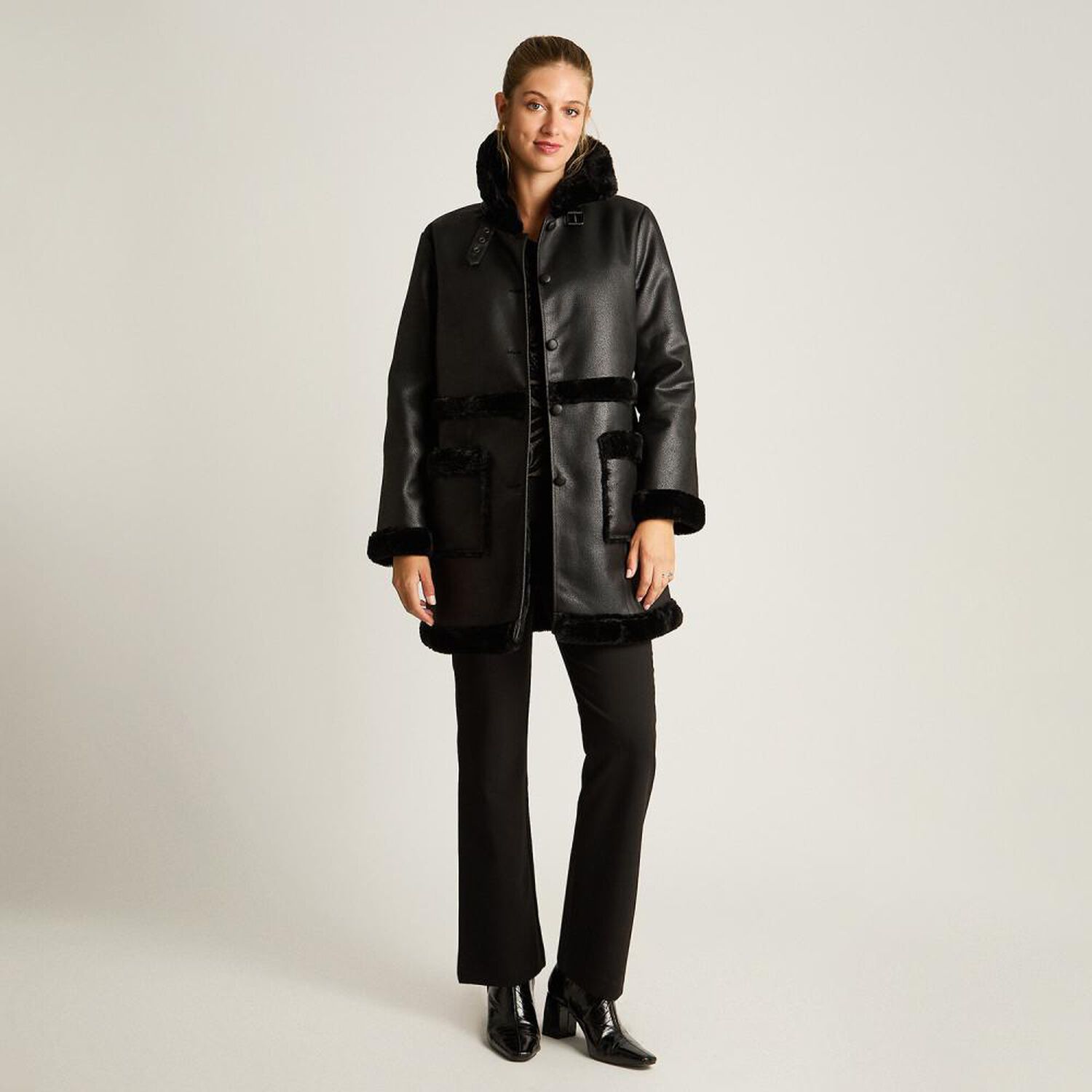 Chaqueta Bonded Cuello Solapa Mujer Lorenzo Di Pontti image number 1.0