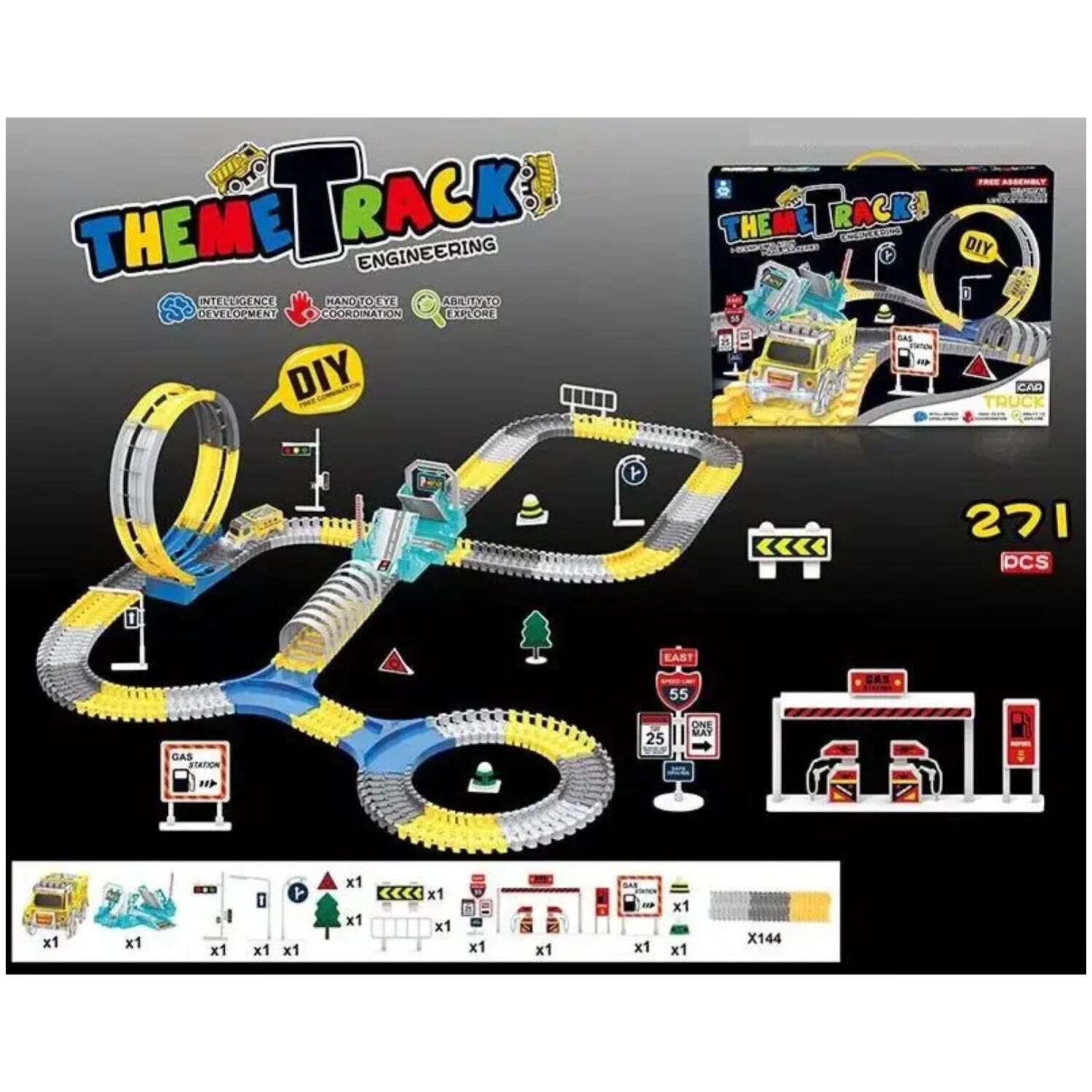 Juguete Pista De Camion Con Giro 360 165 Piezas Infantil image number 1.0