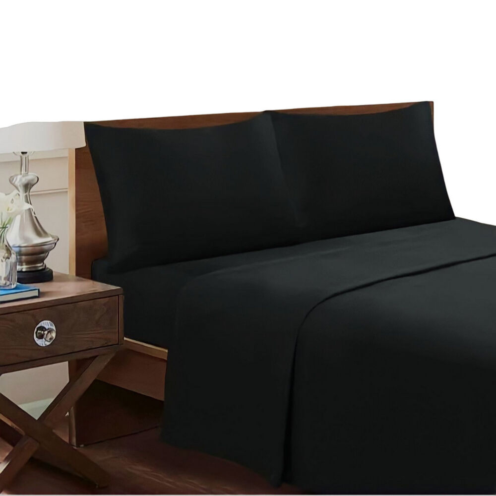Juego De Sabanas De Genero Microfibra 1.5 Plazas + 1 Funda De Almohada 50cm X 70cm Color Negro image number 0.0