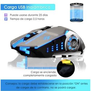 Mouse Gamer Inal&aacute;mbrico Silencioso Y Recargable Con Luz Led