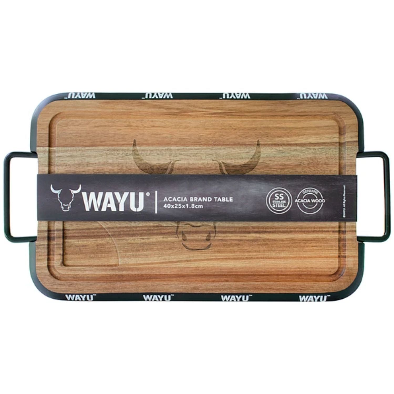Tabla Wayu Madera Acacia 40cm Con Mangos Acero Cocina image number 3.0