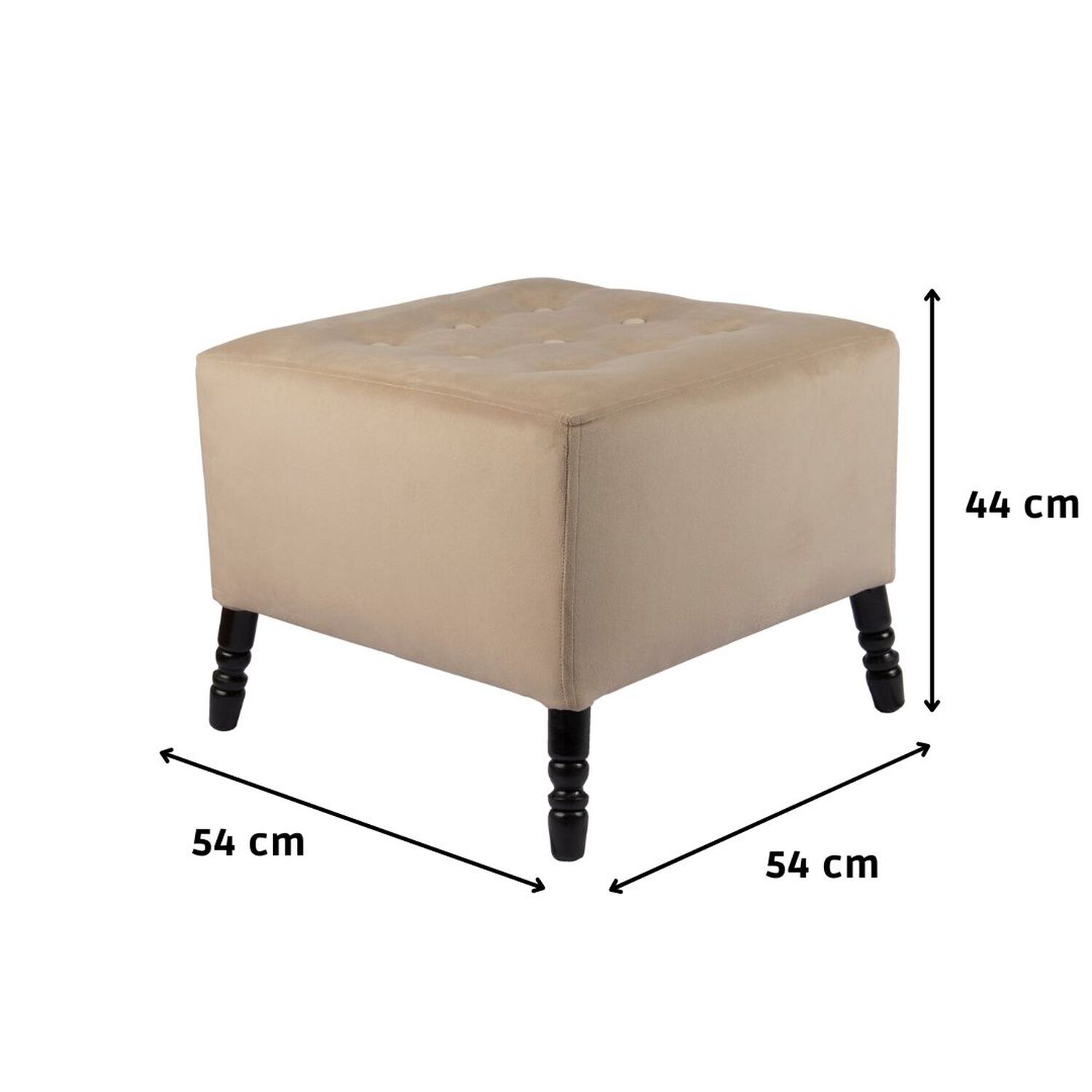 Pouf Alejandro Beige Felpa 54x54x44 Cm M&aacute;xima Design image number 3.0