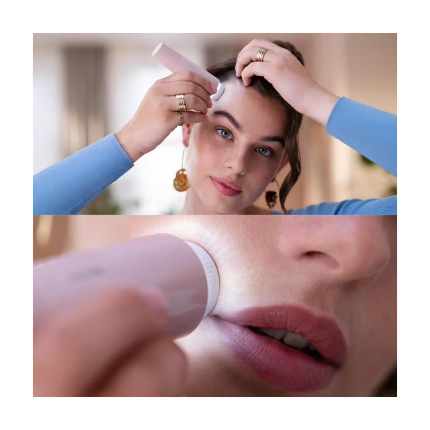 Depiladora Facial Femenina Recargable Rosada Brr454/00 Philips image number 3.0