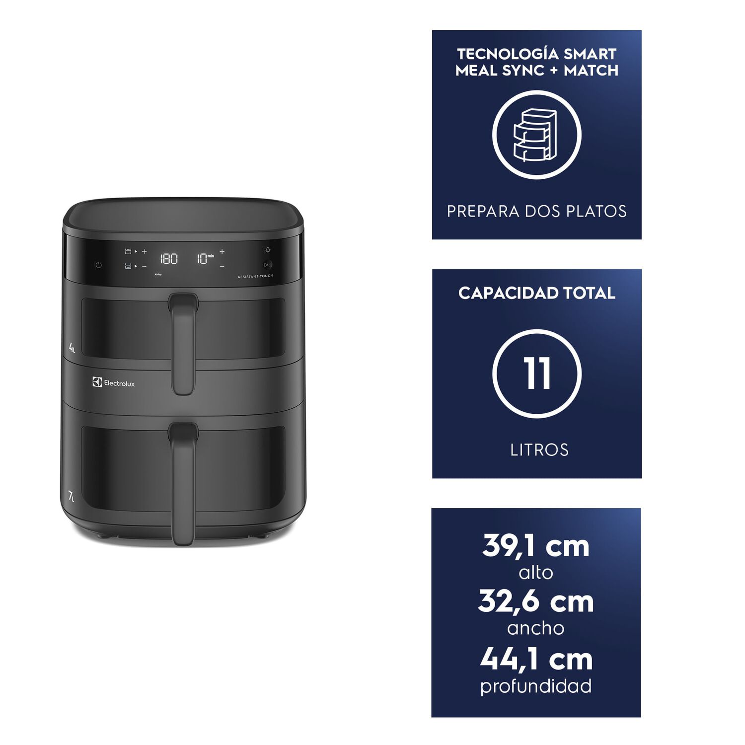 Freidora De Aire 11l Digital Dual Doble Cesta 2500w Eaf190 image number 1.0
