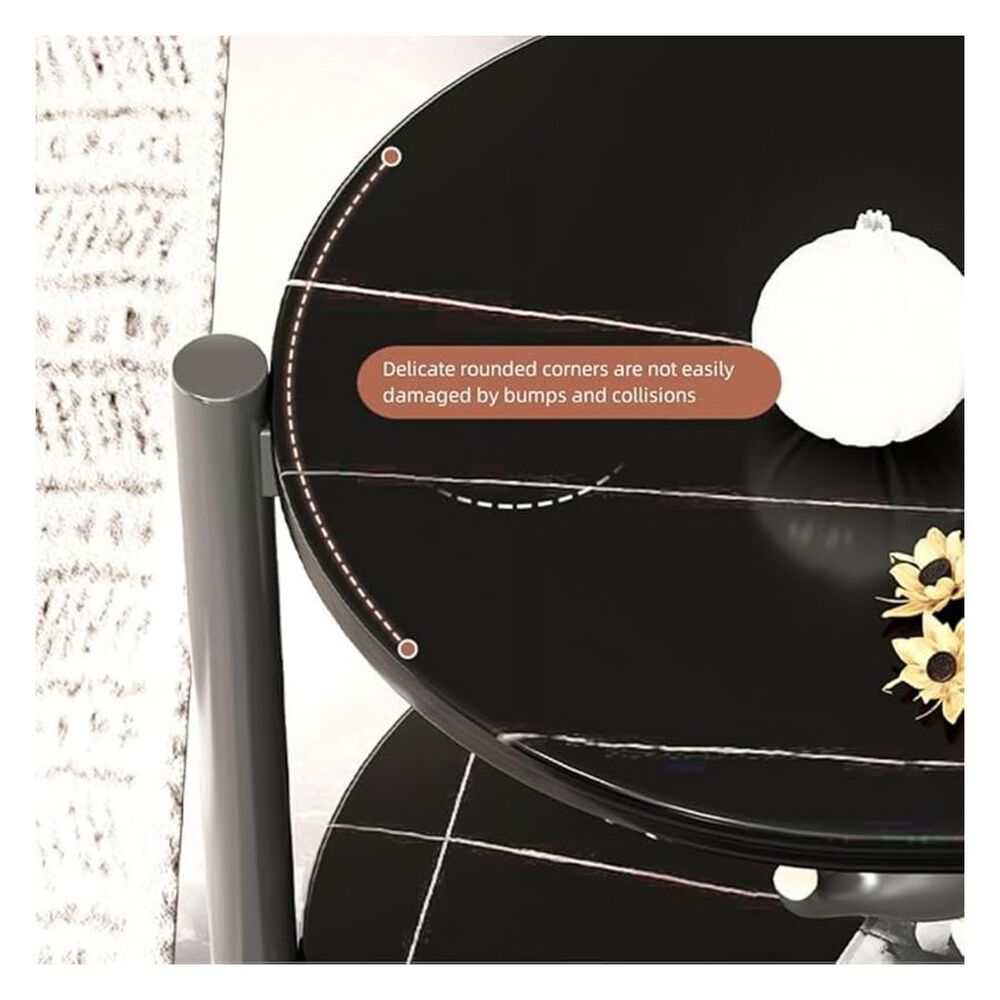 Mesa Auxiliar De Centro Decorativa De 3 Niveles Mesa De Lujo Negro image number 1.0