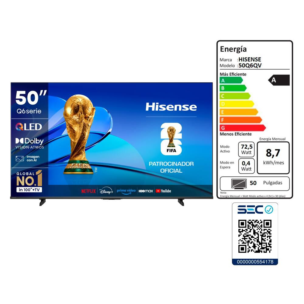 Qled 55" Hisense 55Q6QV / Ultra HD 4K / Smart TV image number 9.0